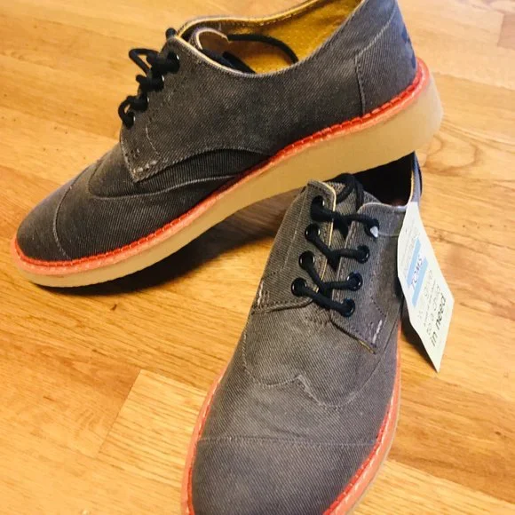 TOMS | Mens TOMS Brogue Lace-Up Ash Aviator Twill | 9.5 Toms 10007000 gray canvas lace up brogue ash aviator twill  main image 3